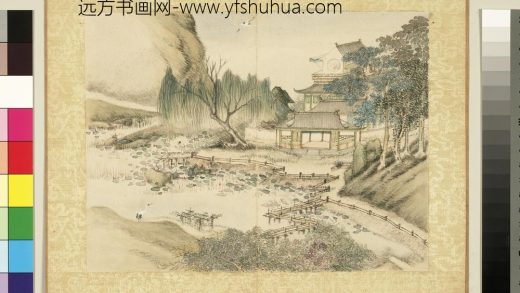 清蒋檙画迭翠效灵册夏木楼台