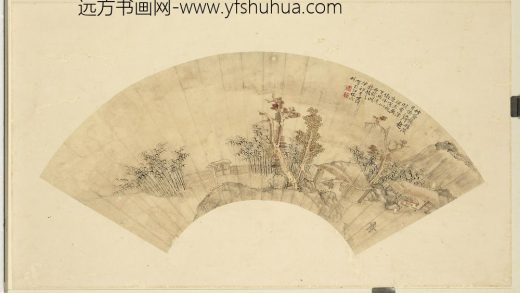 画扇面册-竹荫秋馆深
