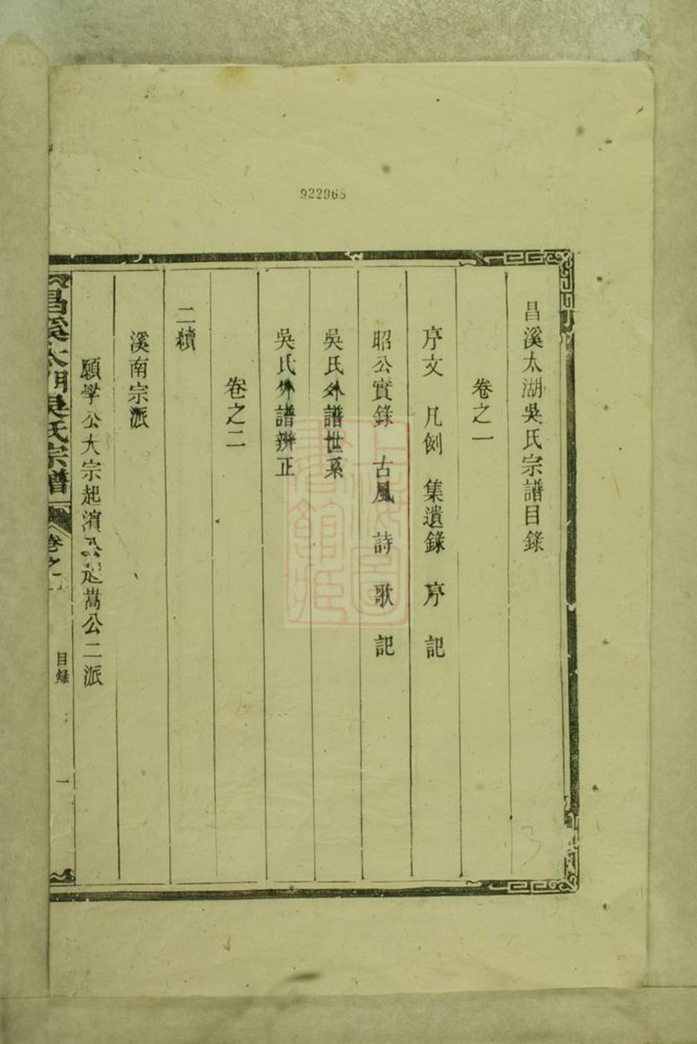 _昌溪太湖吳氏宗譜 version part __
