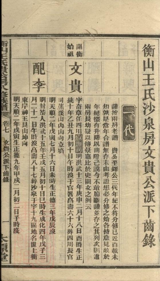 _衡山王氏貴公房八修族譜 part __