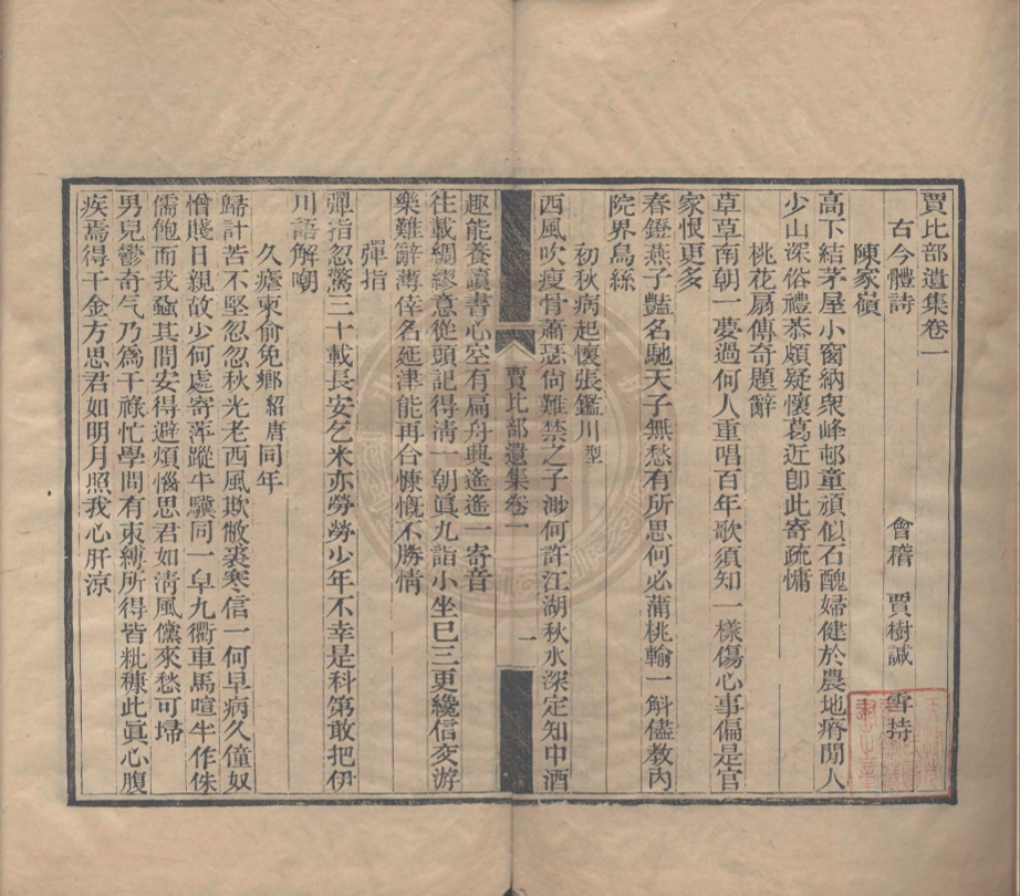 《賈比部遺集二卷》(清)賈樹諴撰