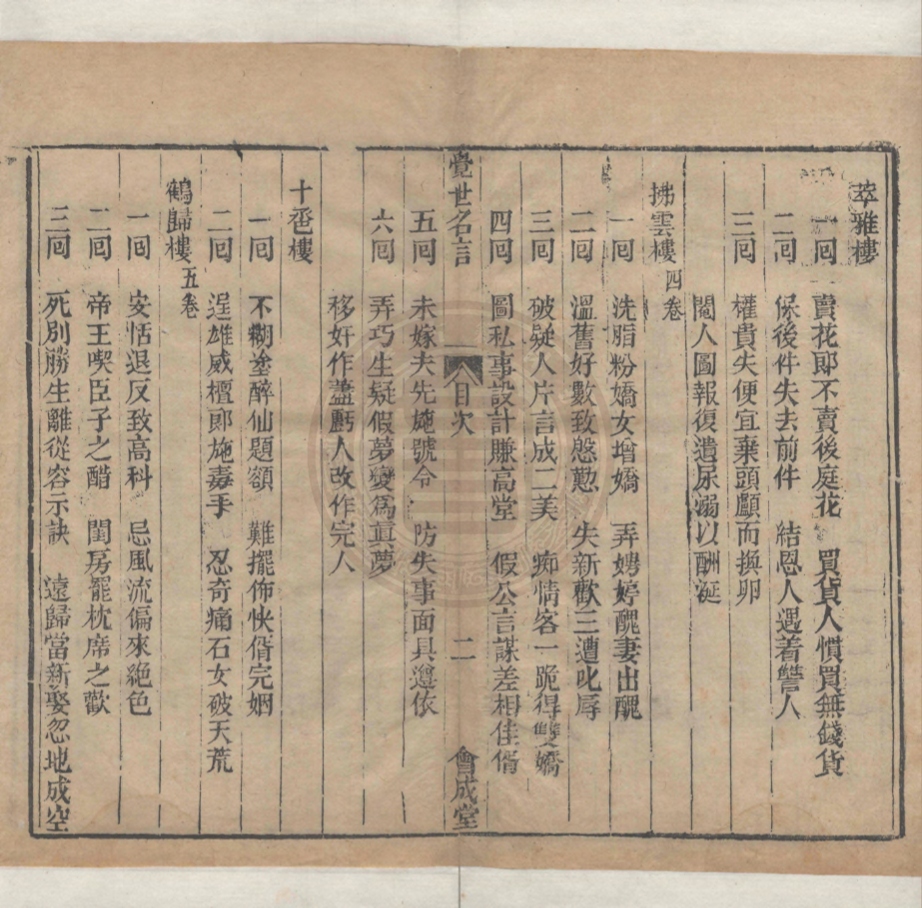 《覺世名言六卷十二种三十八囘》覺世稗官編次