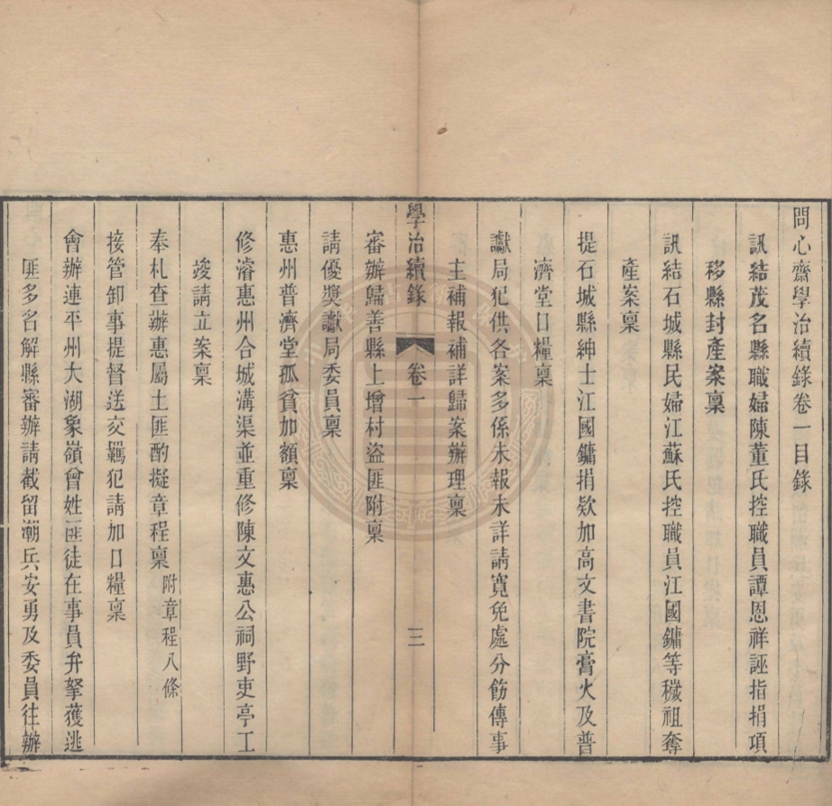 《問心齋學治續錄四卷》(清)張聯桂撰