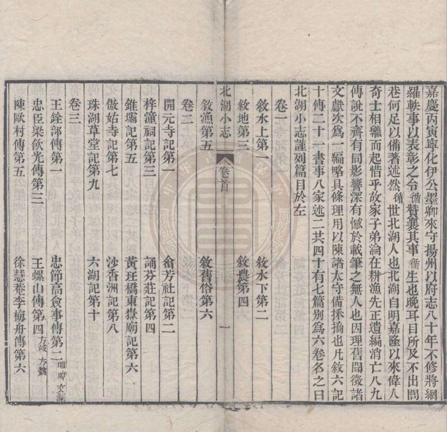 《北湖小志六卷首一卷》(清)焦循撰