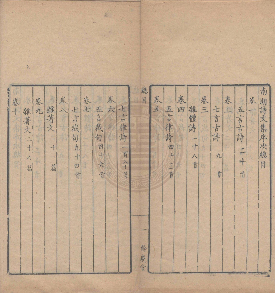 《南湖詩文集十卷》(清)陳美訓撰