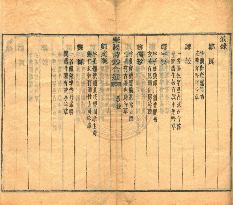 《滎陽詩鈔合選五卷附蒹吟草一卷》(清)鄭漢津輯