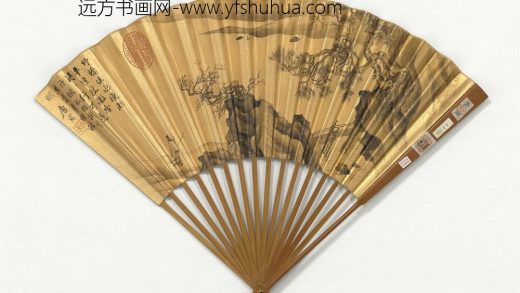 明唐寅画古木长桥成扇 1.jpg