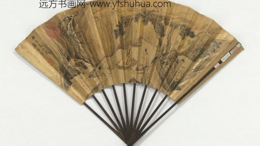 明唐寅画松林讲道成扇 1.jpg
