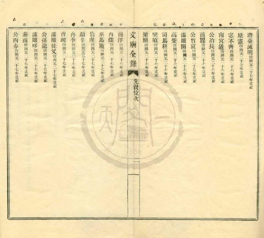 _文庙全录从祀年分并生卒考略一卷__