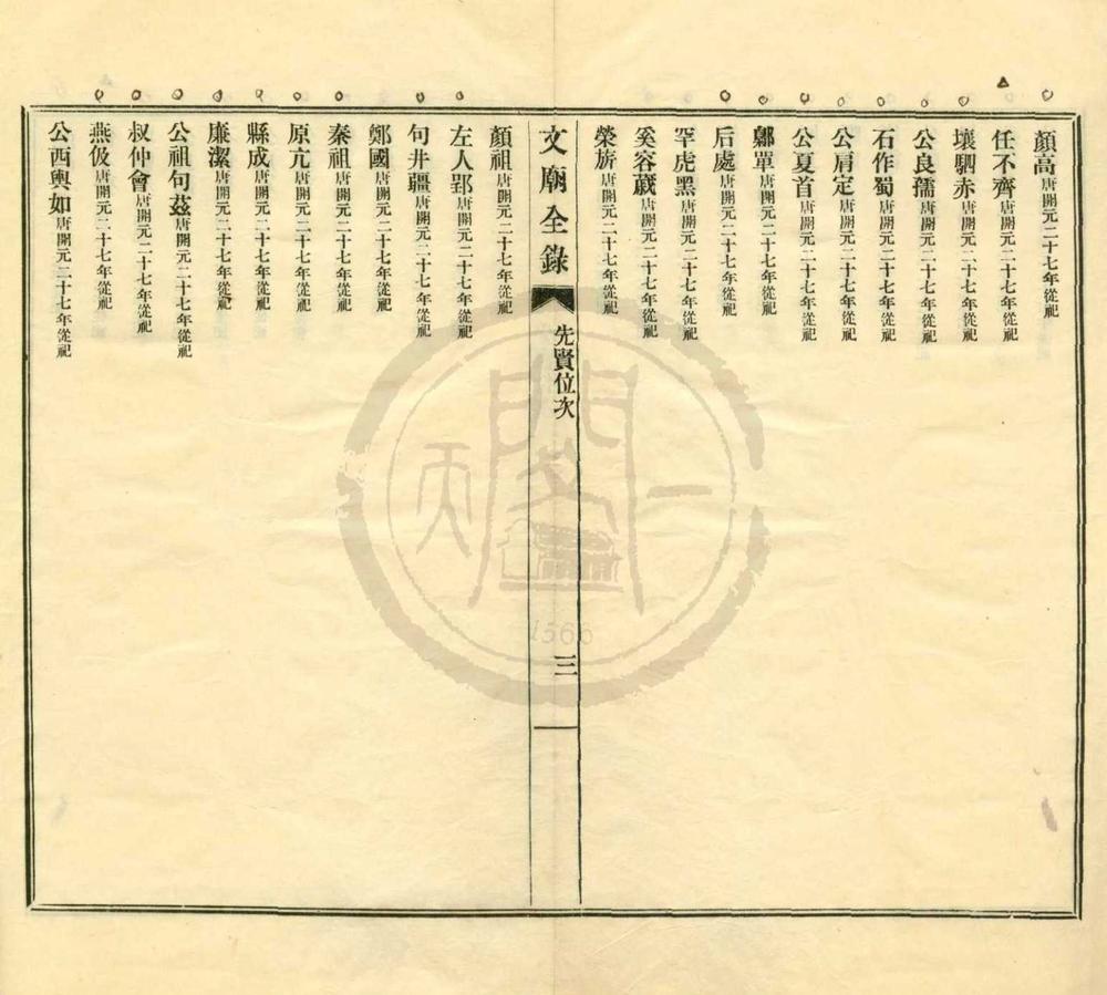 _文庙全录从祀年分并生卒考略一卷__