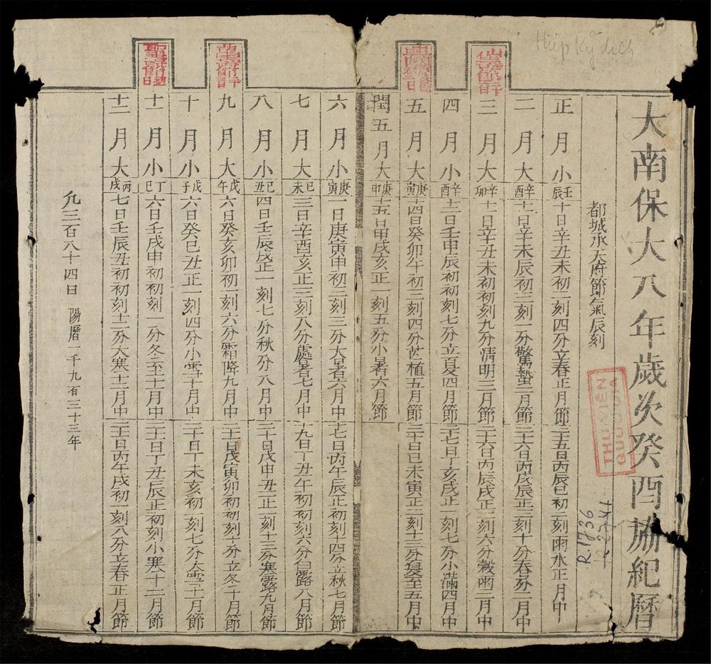 _大南保大十七年歲次壬午協紀曆__