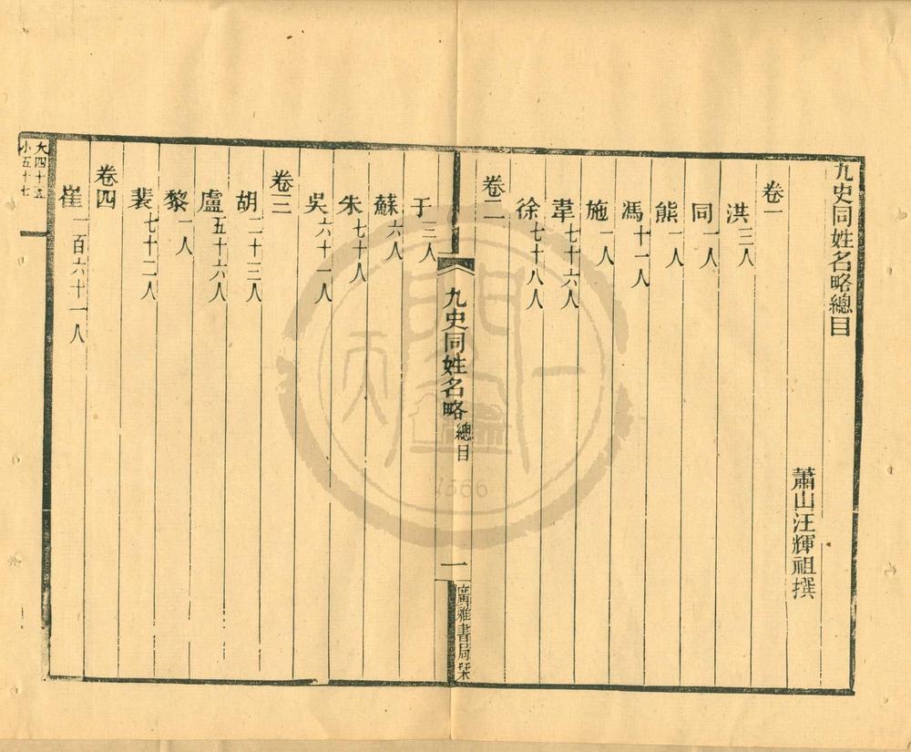 _九史同姓名略七十二卷补遗四卷__