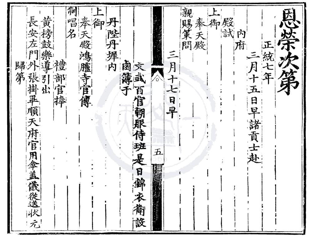 _正统七年进士登科录一卷__