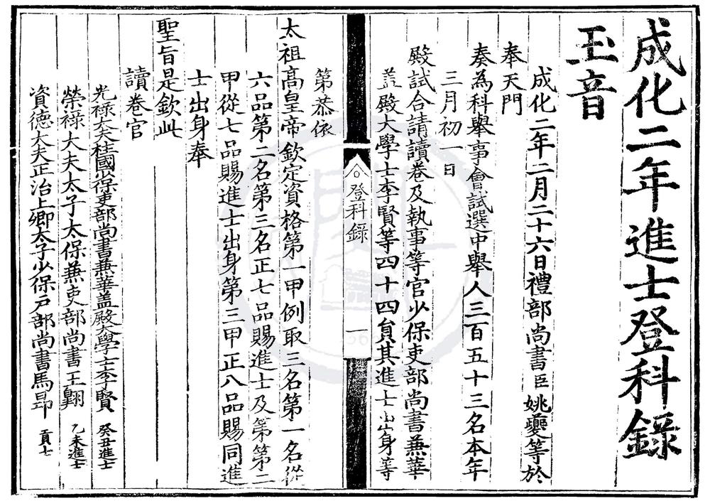 _成化二年进士登科录一卷__