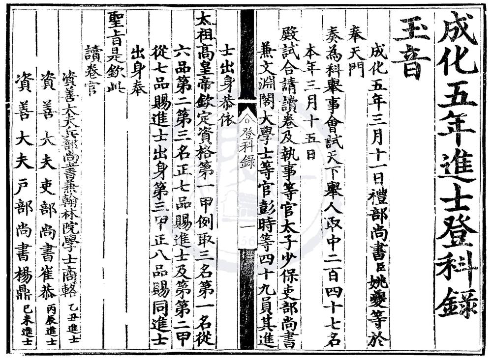 _成化五年进士登科录一卷__