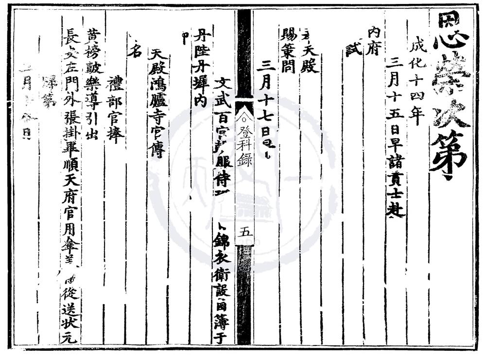 _成化十四年进士登科录一卷__