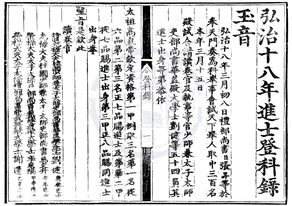 _弘治十八年进士登科录一卷__