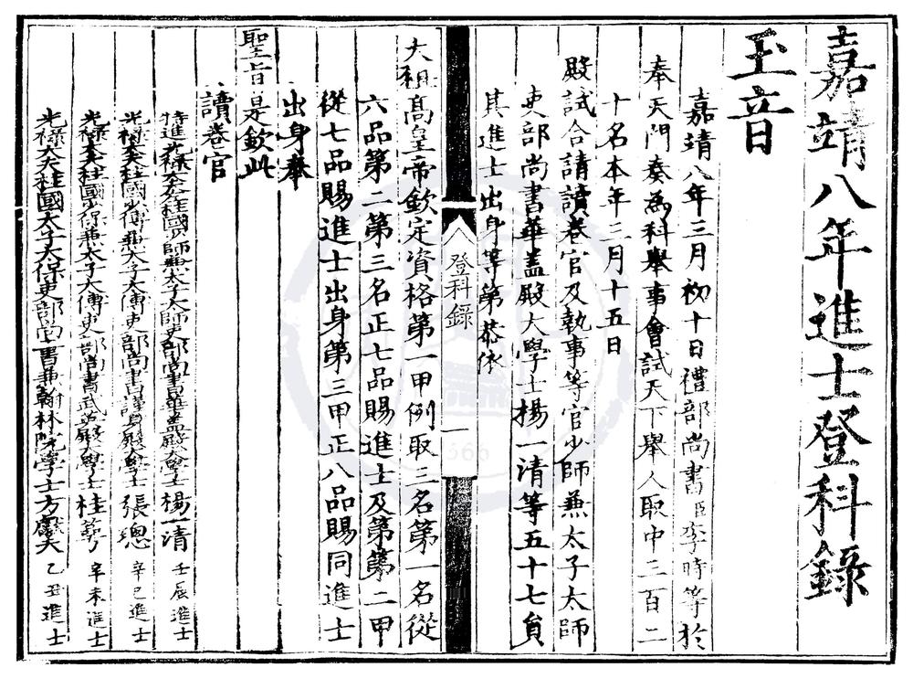 _嘉靖八年进士登科录一卷__