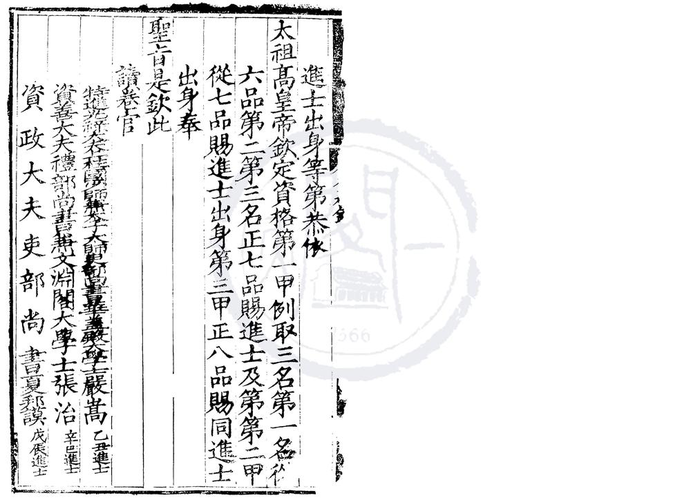_嘉靖二十九年进士登科录一卷__