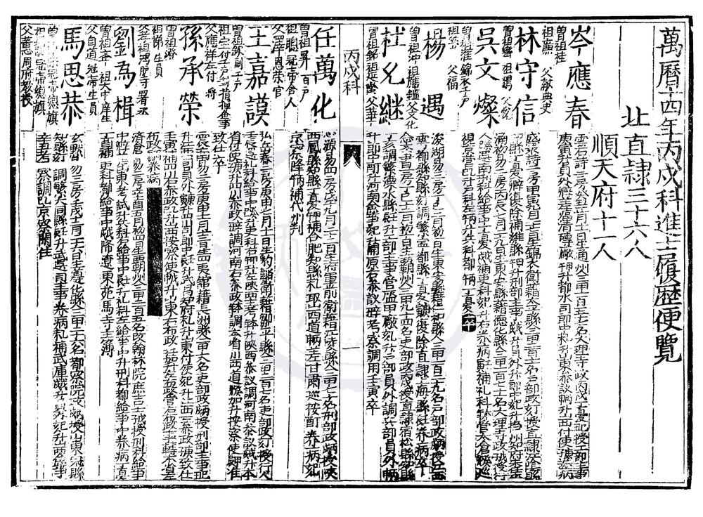 _万历十四年丙戌科进士履历便览一卷__
