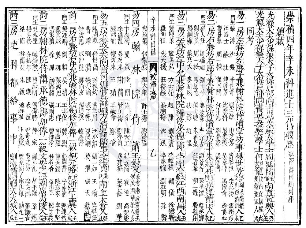 _崇祯四年辛未科三百五十名进士履历一卷__