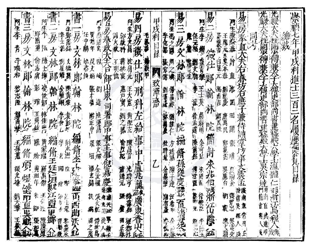 _崇祯七年甲戌科进士履历便览一卷__