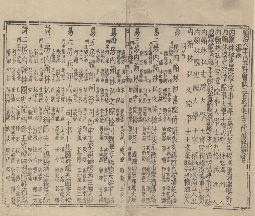 _顺治六年乙丑科三代进士履历一卷__