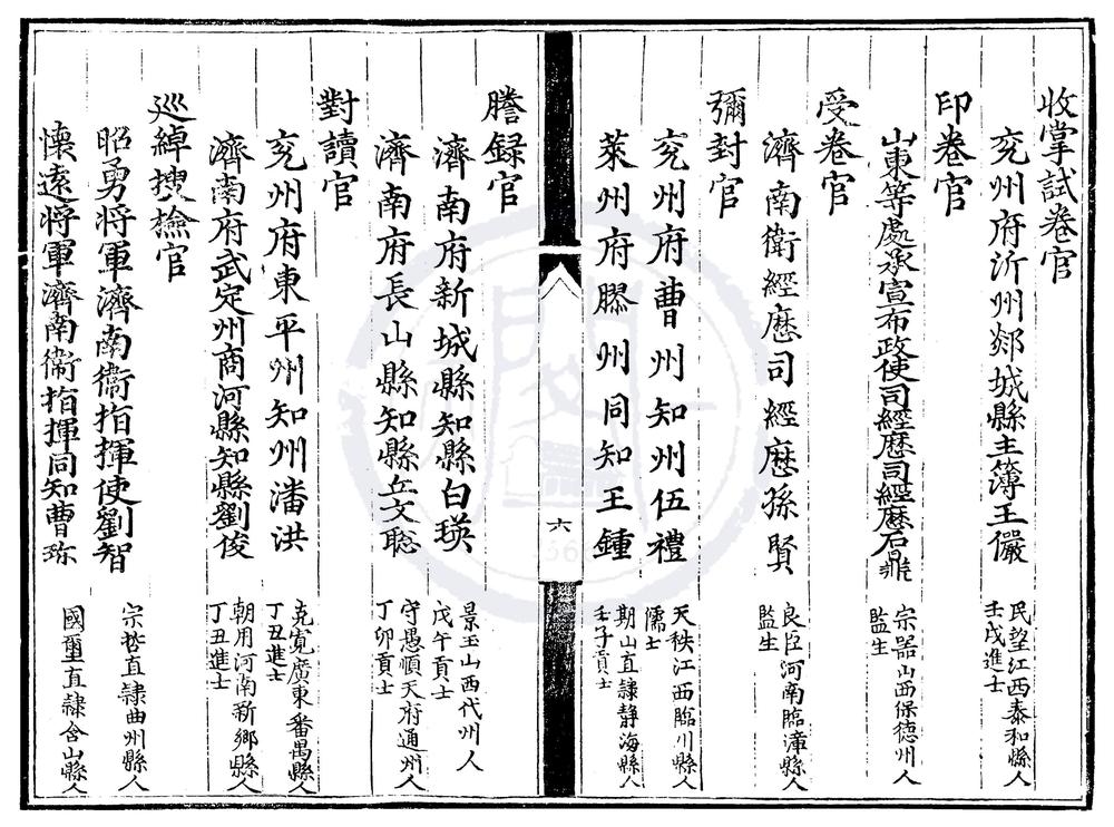 _天顺六年山东乡试录一卷__
