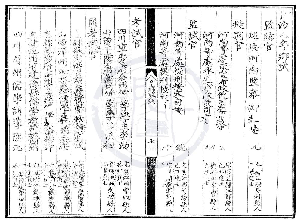 _弘治八年河南乡试录一卷__
