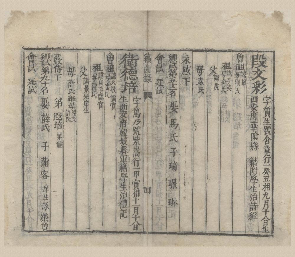_顺治八年陕西乡试序齿录一卷__