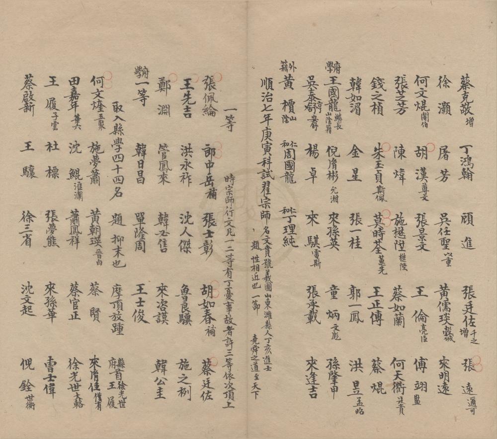 _国朝萧山文学生员录一卷国朝历科萧山甲第录一卷__