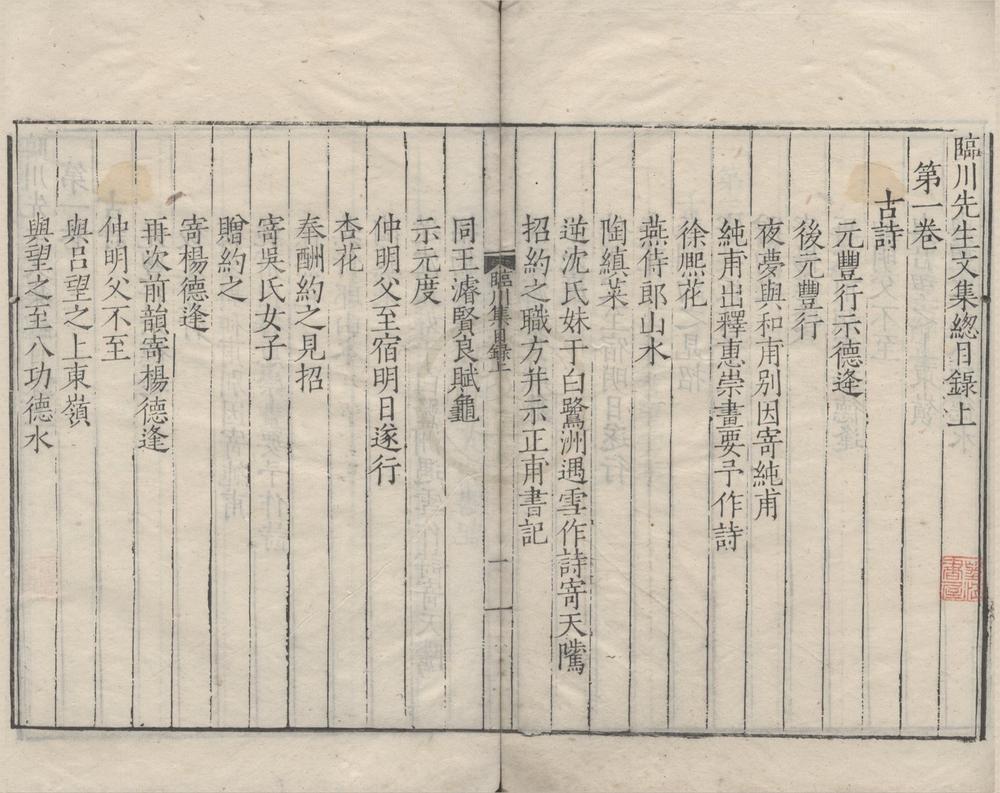 _临川先生文集一百卷目录二卷__