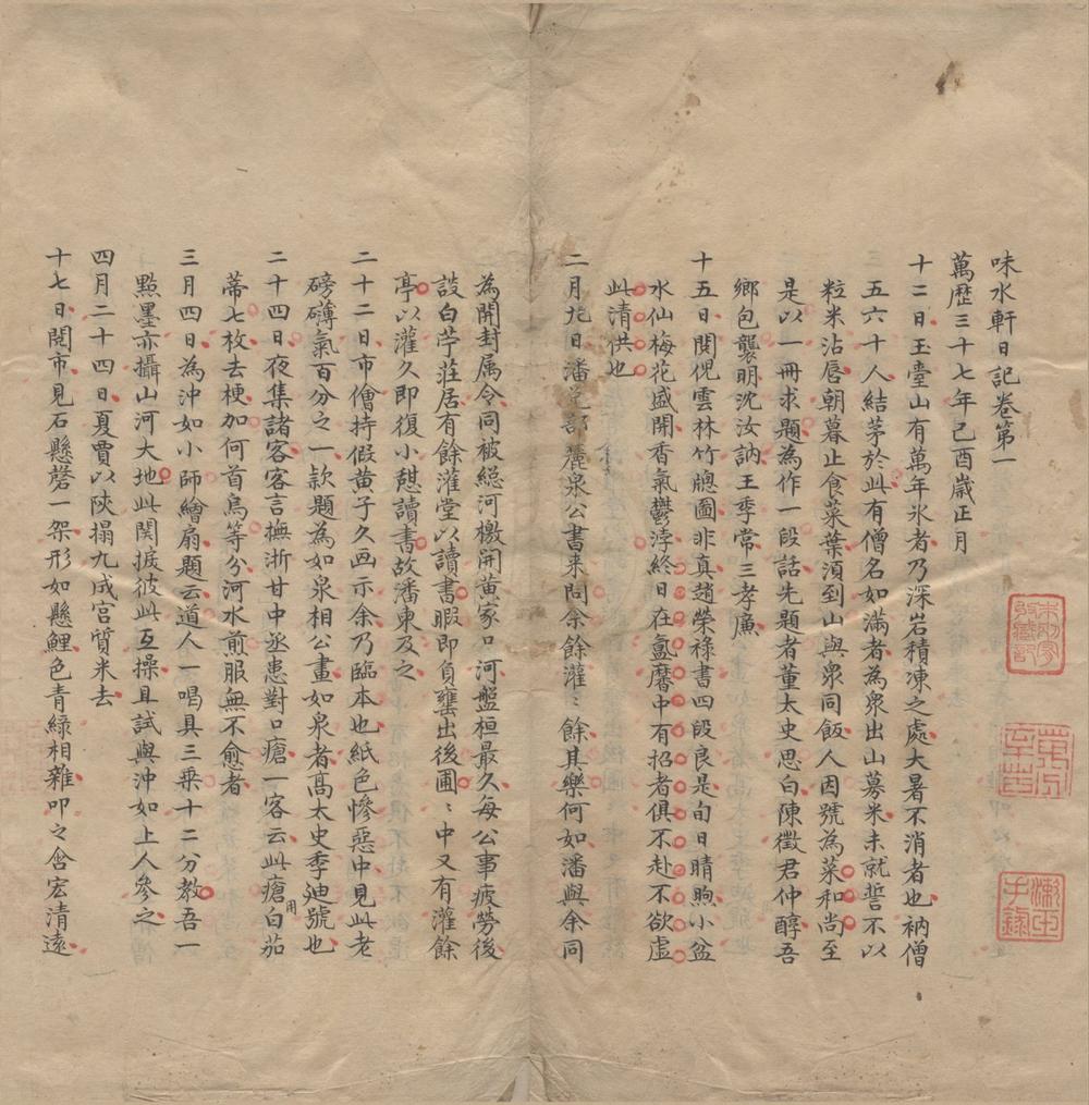 _味水轩日记八卷（明万历三十七年正月至四十四年十二月）__