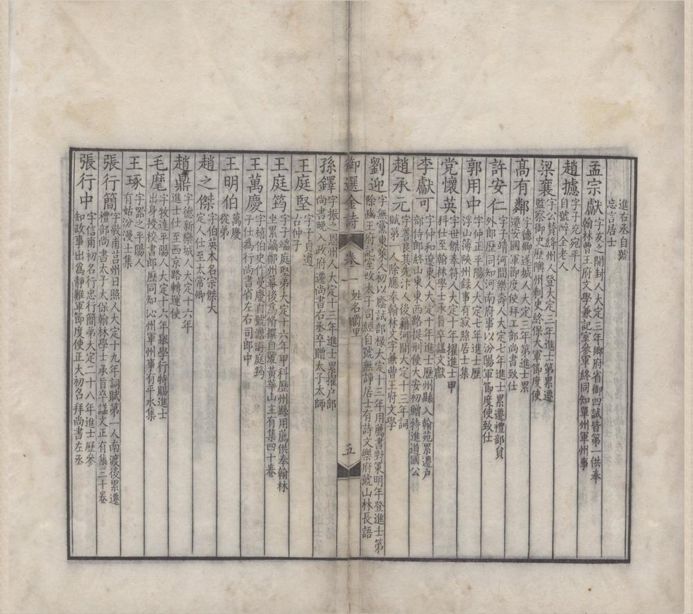 _御选宋金元明四朝诗三百二卷首二卷姓名爵里十三卷（存一种）__