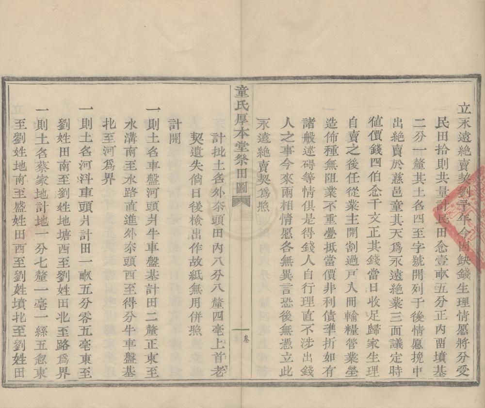 _(浙江宁波)慈溪鸿门童氏厚本堂祭田图一卷童氏霞蔚书塾田图一卷__