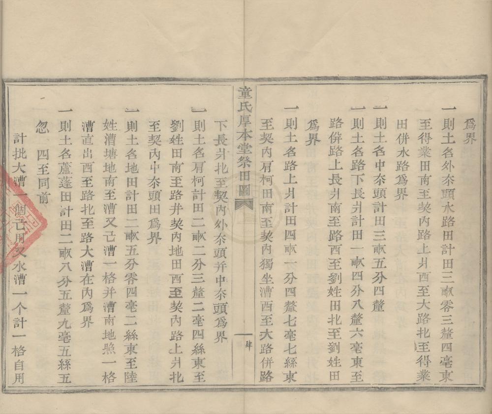 _(浙江宁波)慈溪鸿门童氏厚本堂祭田图一卷童氏霞蔚书塾田图一卷__