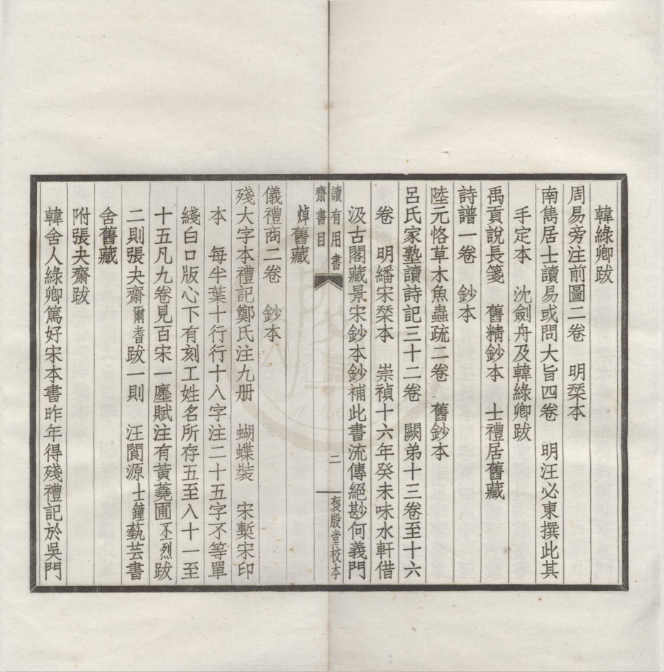 _韩氏读有用书斋书目一卷__
