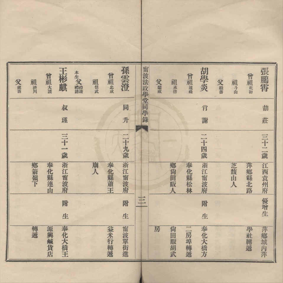 _宁波法政学堂同学录不分卷__
