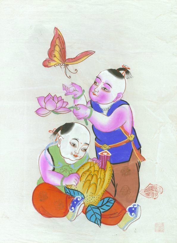 娃娃戏蝶