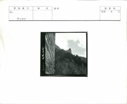 山羊攀爬砖墙旁岩石山.jpg