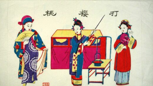 楊家埠 打桜桃 梅花 髪飾り 衣服 盤長 花 扇子 邱奉先 穆愛娟 打桜桃 桜桃記.jpg