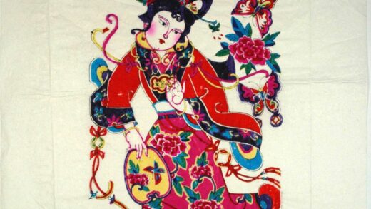 楊家埠 紅楼夢十二金釵、薛宝釵 蝶 髪飾り 首飾り 牡丹 衣服 鍵 花 団扇 滴翠亭 薛宝釵.jpg