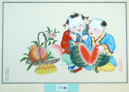 楊柳青 分瓜露子 髪飾り 西瓜 種子 ザクロ 石榴花 桃 編みかご 木犀 桂花 石榴.jpg