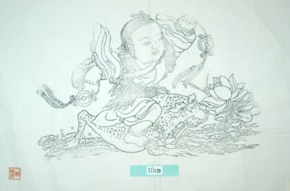 楊柳青 劉海戯金蟾 波 蓮花 金銭 劉海 仙人 蝦蟇 蟾蜍.jpg