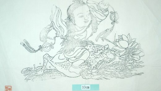 楊柳青 劉海戯金蟾 波 蓮花 金銭 劉海 仙人 蝦蟇 蟾蜍.jpg