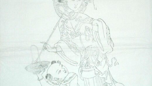 楊柳青 漁婦 子 梅花 髪飾り 牡丹 衣服 蓮花 編みかご 木犀 前掛け 美人 桂花 釣竿 竹葉.jpg