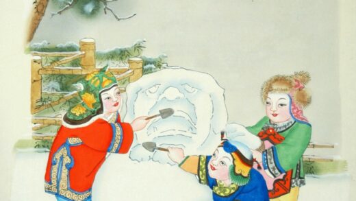楊柳青 瑞雪兆豊年 子 如意 襟 牡丹 衣服 蔓 編みかご スコップ 雪だるま 松.jpg