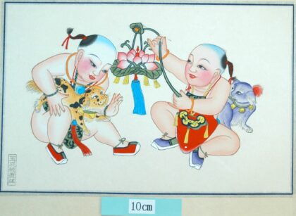 楊柳青 蓮燈太獅 子 玉磬 首飾り 花提灯 蓮 犬 チン 鈴 鍵.jpg