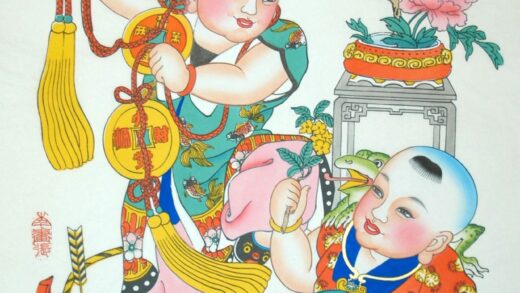 楊柳青 蟾宮折桂 子 蝙蝠 梅花 首飾り 牡丹 衣服 金魚 出目金 鍵 木犀 弓 矢 桂花 金銭 蝦蟇 蟾蜍 珊瑚 元宝銭 蜜柑 喜字 大発財源 黄金万両 蟾宮折桂.jpg