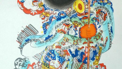 楊柳青 門神、尉遅恭、敬徳 武門神 大錘 装束 龍 弓 矢 尉遅恭 尉遅敬徳 敬徳.jpg